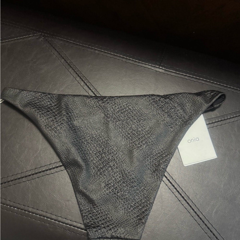 ONIA Crocodile print Black Textured Bikini Bottom - Picture 4 of 6